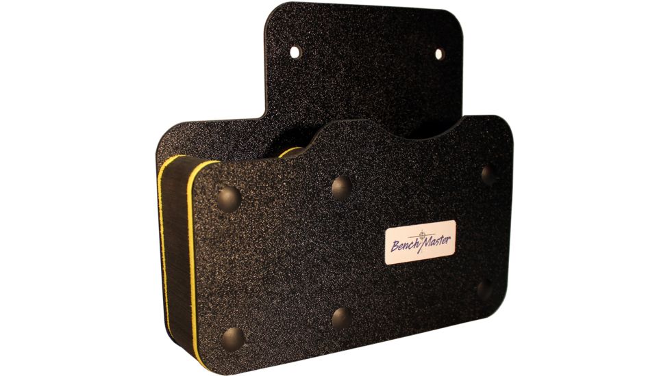 BenchMaster Rifle Rest Weapon Rack Deluxe - Single Gun Pistol Rack with Side Accessory Holder - Handgun Safe Storage Accessories, BMWRDSSVH