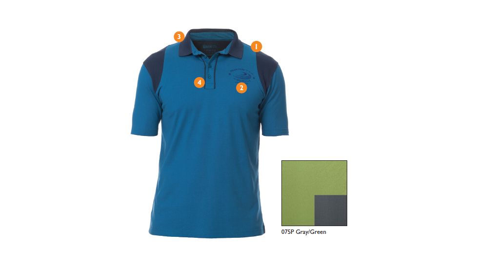 Beretta Cotton and Mesh Shooting Polo Shirt, Gray/Green, Small MT247238075PS