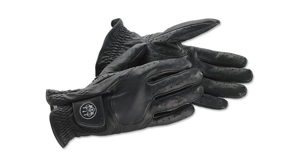 Beretta Leather Shooting Gloves, Large, Black, w/Logo, L4900210999L
