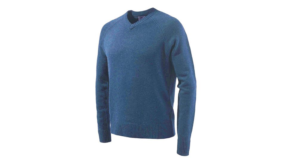 Beretta Men's Classic V-neck Sweater Small Blue W/logo