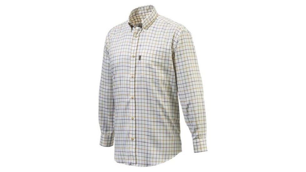 Beretta Mens Button Down Shirt,White Green Yellow Check,L LU321T0754011NL