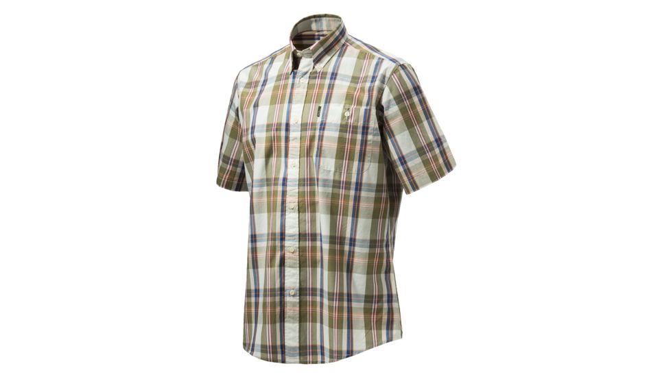 Beretta Mens Drip Dry Short Sleeve Shirt, Beige and Green Check, 3XL LU520T1533012PXXXL