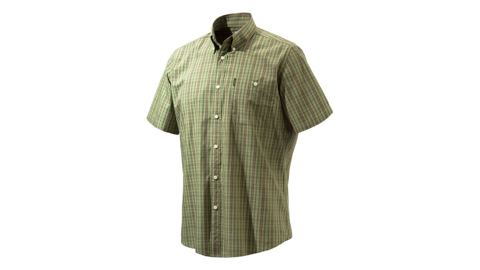 Beretta Mens Drip Dry Short Sleeve Shirt, Green Check, 3XL LU520075170788XXXL