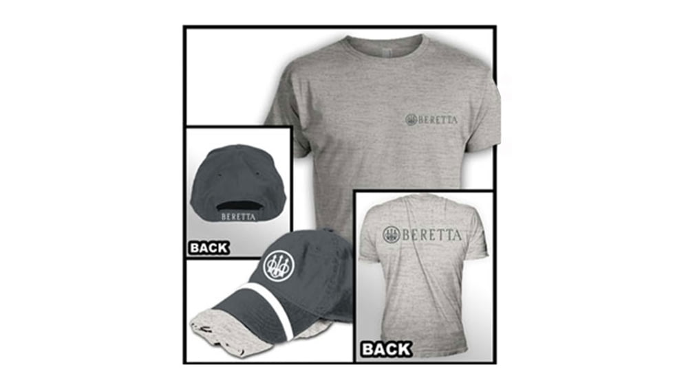 Beretta Mens Hat/T-Shirt Combo Roll Up,Gray,Large TC01708500905L