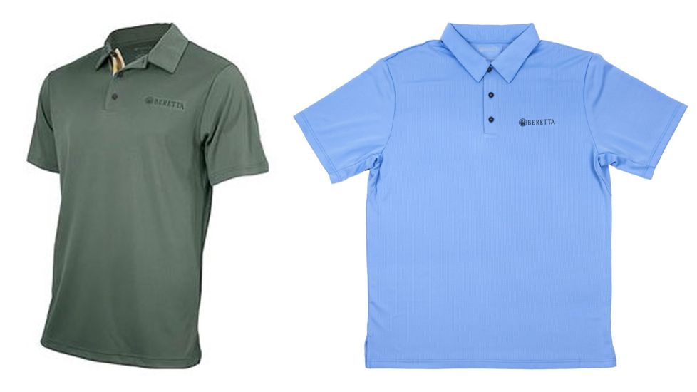 Beretta Mens US Tech Short Sleeved Polo T-Shirt, Green, Light Blue