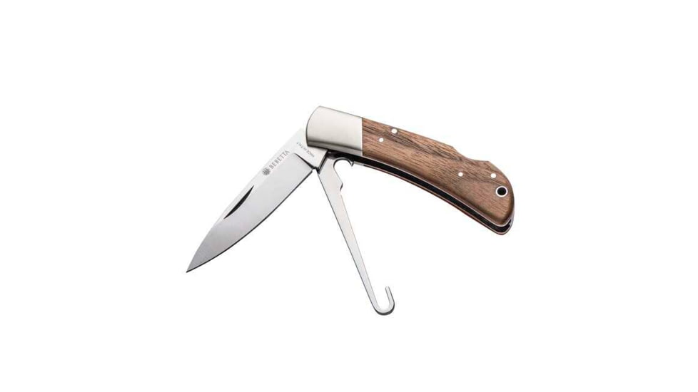 Beretta Nyala Lockback Folding Knife, 440 Stainless, Spear/Hook, Walnut Handle, CO251A273508B4