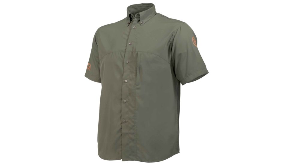 Beretta Short Sleeve Buzzi Shooting Shirt, Green - LT021T15550715L