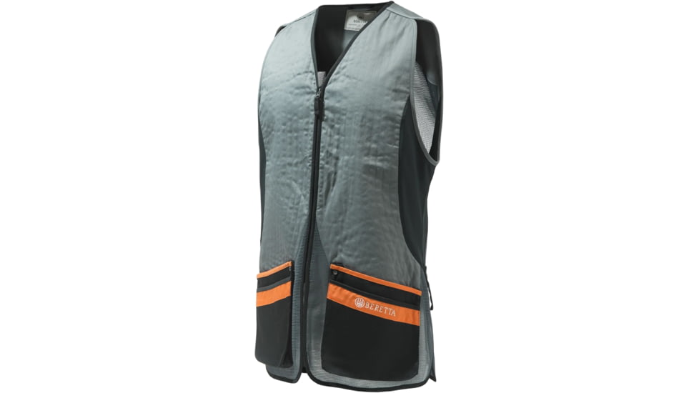 Beretta Silver Pigeon Evo Shooting Vest - Mens, Grey &amp; Orange, Extra Small, GT781T155309OIXS