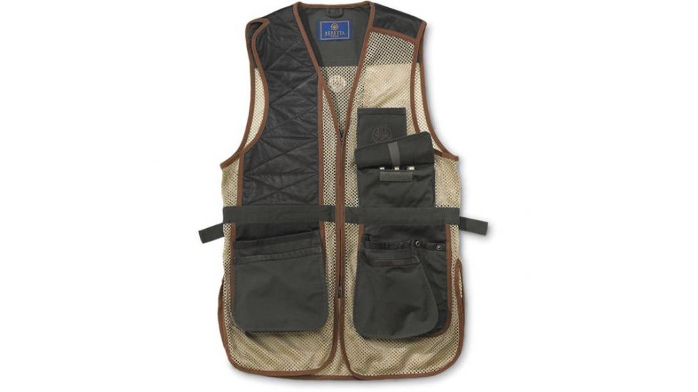 Beretta Two Tone Clays Vest, Loden, Khaki, 2XL GT08014675XXL