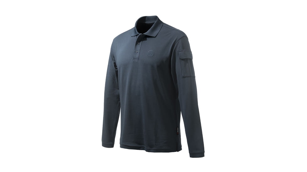 Beretta USA Corp MILLER POLO LONG SLEEVE BLUE LARGE, MP025T2012053CL