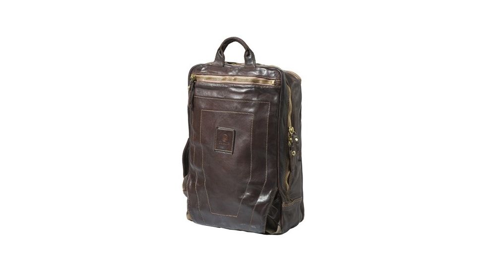Beretta Vin Washed Leather Laptop Backpack, Brown, 11.5in X 15in X 7in, BS311L00710869
