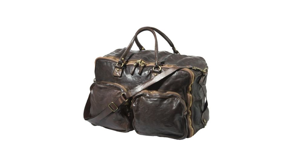 Beretta Vin Washed Leather Travel Bag, Dark Brown, 11in X 26in X 11.5in, BS321L00710869