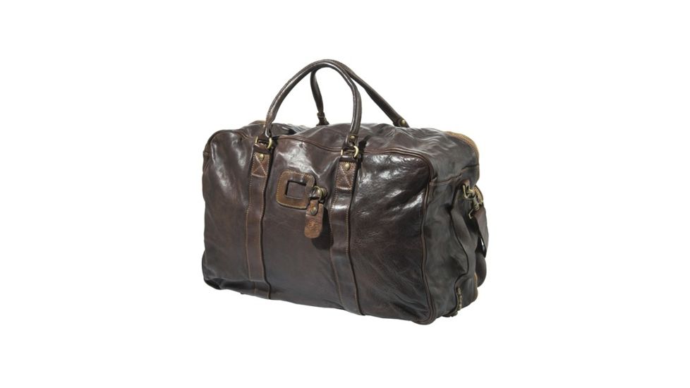 Beretta Vin Washed Leather Travel Bag, Dark Brown, 11in X 26in X 11.5in, BS321L00710869