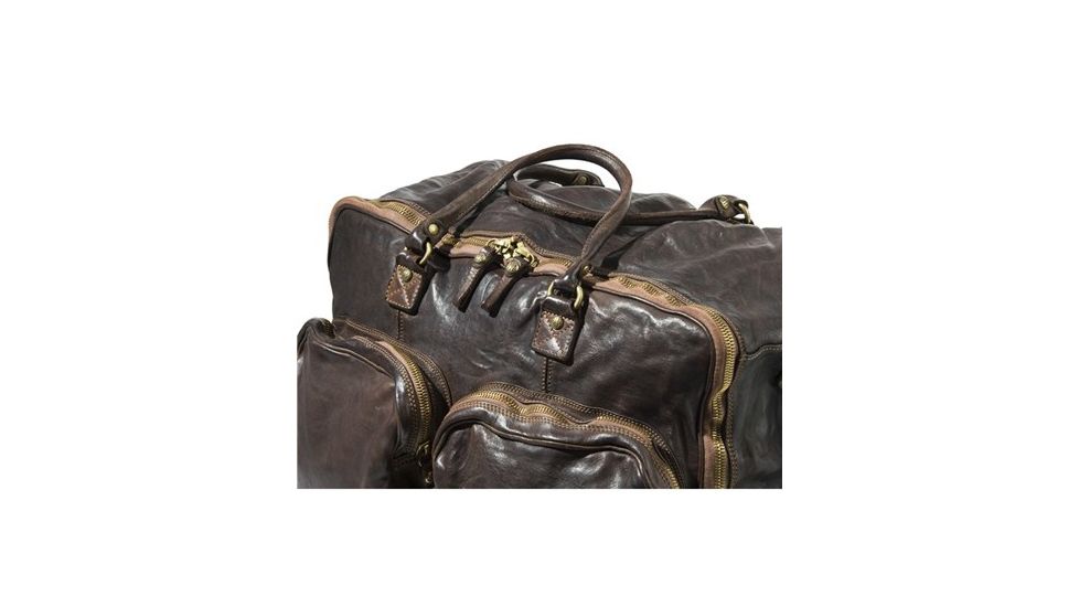 Beretta Vin Washed Leather Travel Bag, Dark Brown, 11in X 26in X 11.5in, BS321L00710869