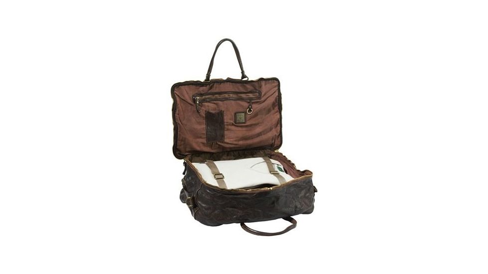 Beretta Vin Washed Leather Travel Bag, Dark Brown, 11in X 26in X 11.5in, BS321L00710869