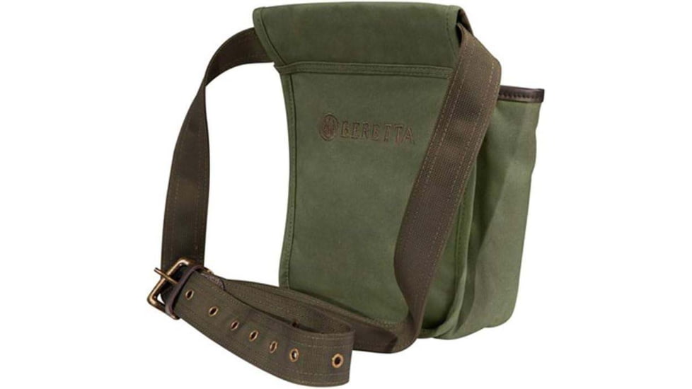 Beretta Waxwear Shell Pouch, Green, Cotton/Leather, Capacity 50 Rounds, BS961020610076