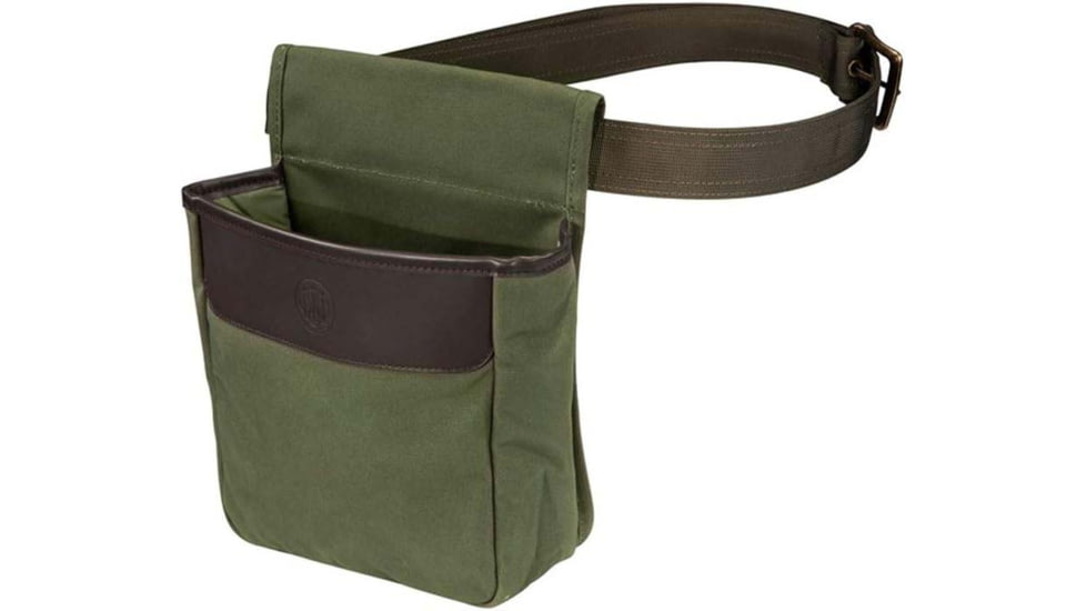 Beretta Waxwear Shell Pouch, Green, Cotton/Leather, Capacity 50 Rounds, BS961020610076