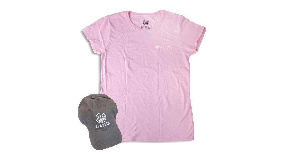 Beretta Women's Cap &amp; T-shirt Large Roll-up Combo Grey/pink