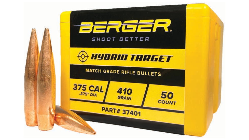 Berger .375 Caliber 410 Grain Hybrid Target Rifle Bullet, 50 Rounds, 37401