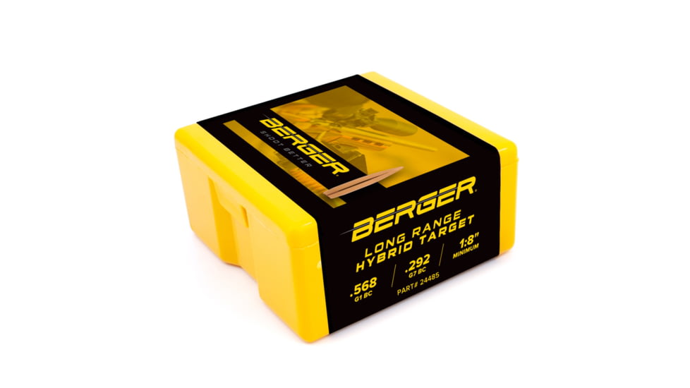 Berger Long Range Hybrid Target 6mm Caliber 109 Grain Long Range Hybrid Rifle Bullets, 100 Bullet, 24485