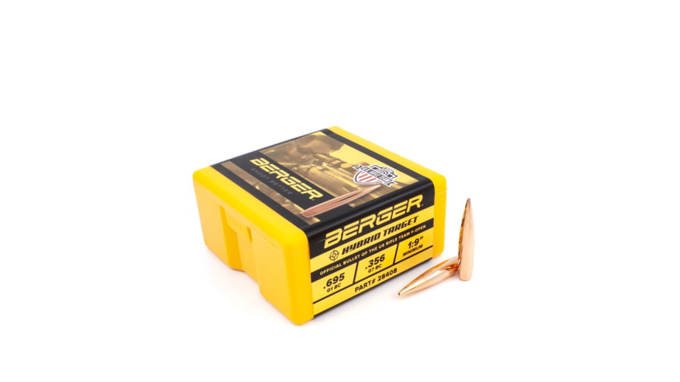 Berger Hybrid Target 7mm Caliber 184 Grain Hybrid Open Tip Match Rifle Bullets, 100 Bullet, 28411