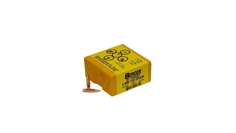 Berger Bullets Berger Match Grade Target Bullets 6mm .243" 108 gr BT TARGET 100/box, CSBB24431