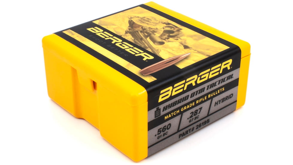 Berger Hybrid OTM Tactical 6.5mm Caliber 130 Grain Hybrid Open Tip Match Reloading Rifle Bullets, 500 Bullet, 26795
