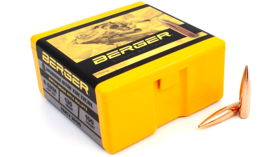 Berger Hybrid OTM Tactical 6.5mm Caliber 130 Grain Hybrid Open Tip Match Reloading Rifle Bullets, 500 Bullet, 26795