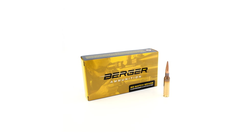 Berger RIFLE 6.5mm Creedmoor 153.5 gr Long Range Hybrid Target Brass Cased Centerfire Rifle Ammo, 20 Rounds, 31091