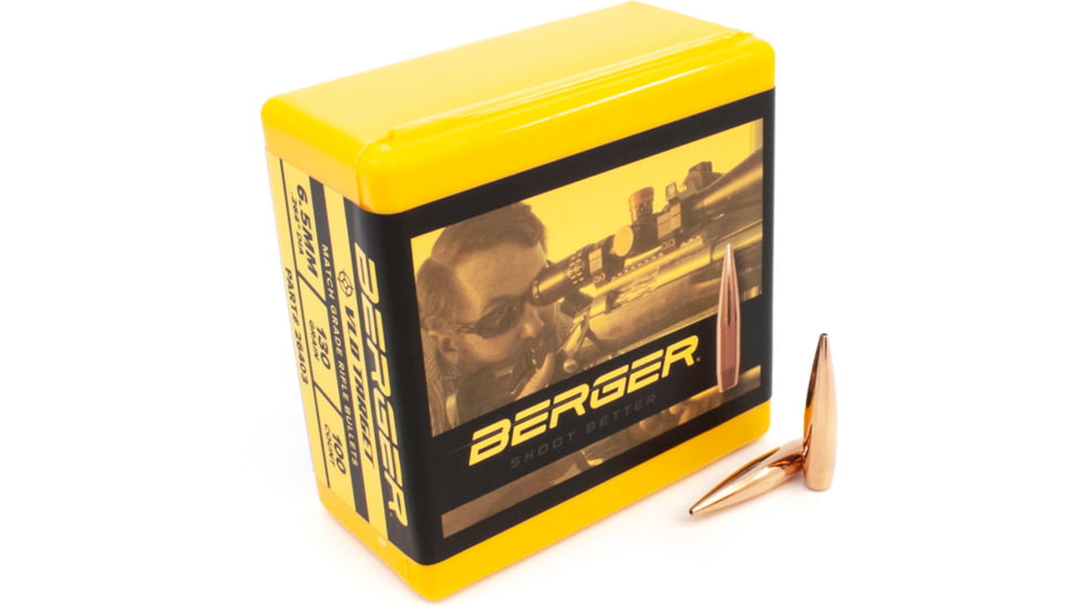 Berger VLD Hunting .264 Caliber 130 Grain Secant Very Low Drag Reloading Rifle Bullets, 100 Bullet, 26403