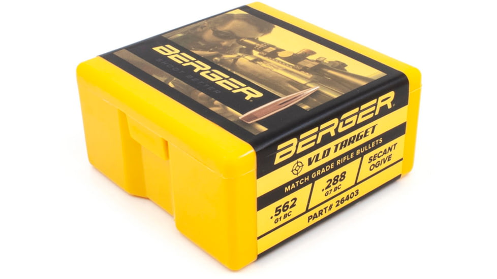 Berger VLD Hunting .264 Caliber 130 Grain Secant Very Low Drag Reloading Rifle Bullets, 100 Bullet, 26403