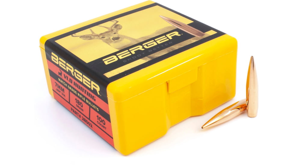 Berger VLD Hunting .284 Caliber 180 Grain Secant Very Low Drag Reloading Rifle Bullets, 100 Bullet, 28502