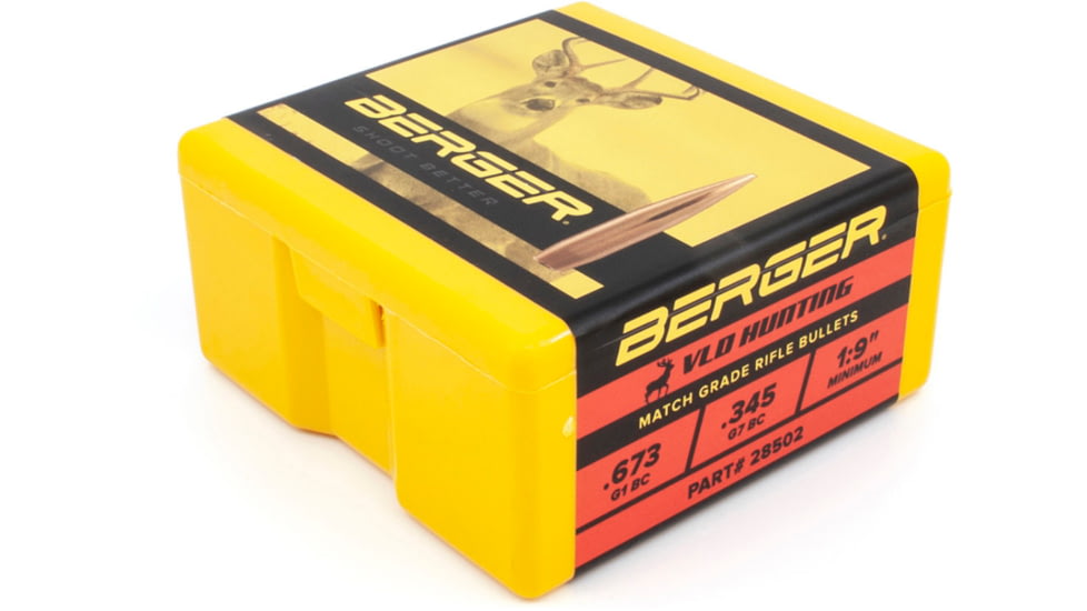 Berger VLD Hunting .284 Caliber 180 Grain Secant Very Low Drag Reloading Rifle Bullets, 100 Bullet, 28502