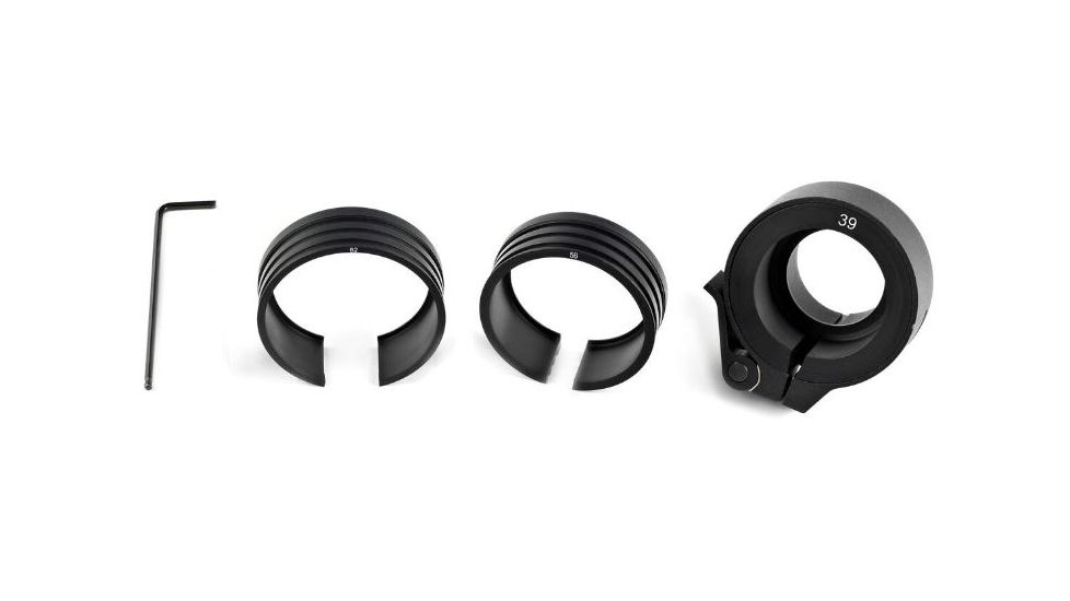 Bering Optics Clip-on adaptor with 3 fitting rings for 30-56mm objective lenses, Black BE80402