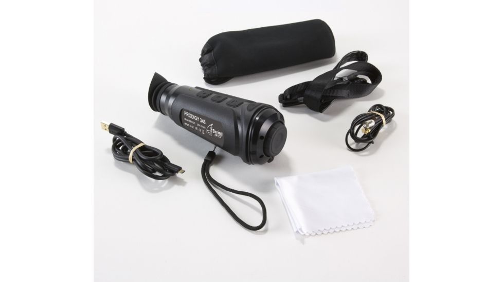 Bering Optics Prodigy 348 1.0x25 Thermal Monocular W/2x-4x Digital Zoom and Wi-Fi , 348x256, Black, BE43125