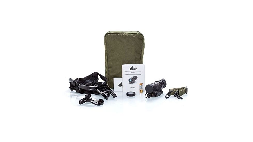 Bering Optics PVS-14BE Elite Night Vision Monocular Kit, MIL SPEC White Phosphor, Gen 3+, Unfilmed w/Manual Gain, Black, BE73140MGUW