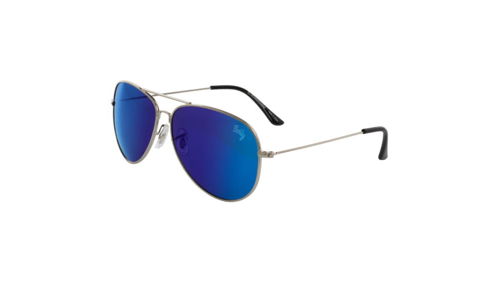 Berkley Diamond Sunglasses, Silver Frame, Blue Mirror Grey Base Lens, 1362291