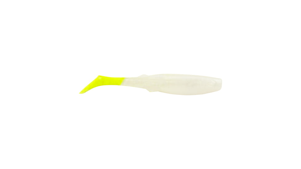 Berkley Gulp! Alive! Paddleshad, Pint 4x7, 4in, Pearl White/Chartreuse, GAPPS4-PWC