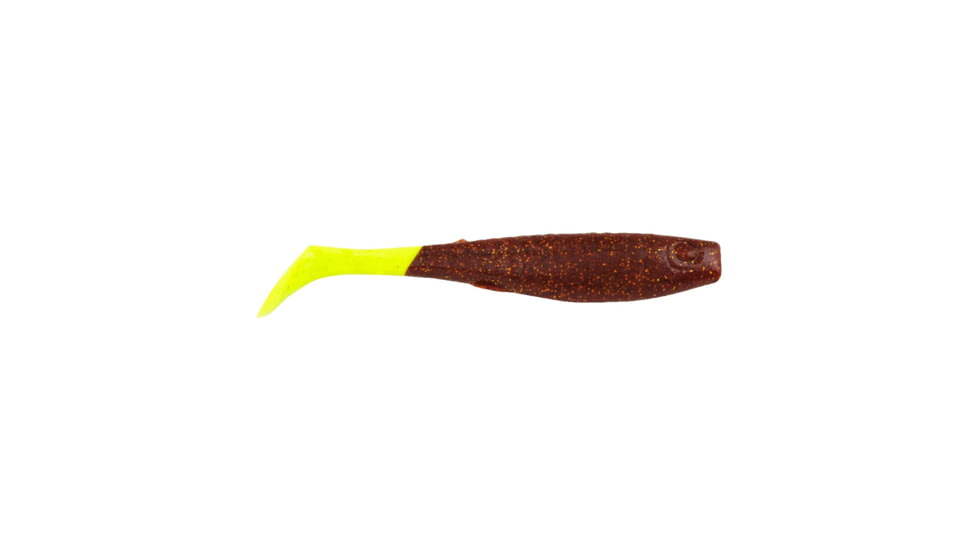 Berkley Gulp! Saltwater Paddleshad Soft Bait Lures, 4in, 4 Pack, Root Beer Gold/Chartreuse, 1520451