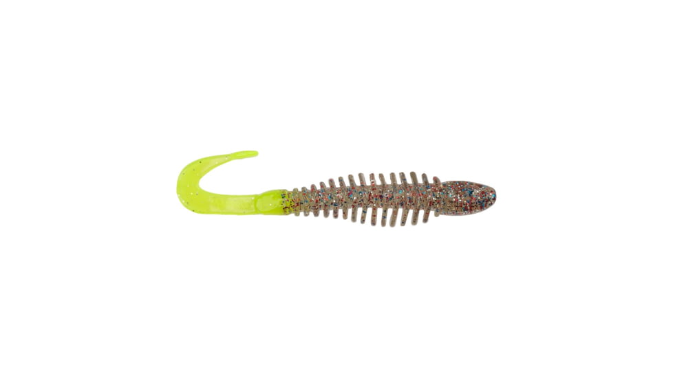 Berkley PowerBait Curly Bones Soft Bait, 4in, 8 Pack, Firecracker/Chartreuse, 1571465