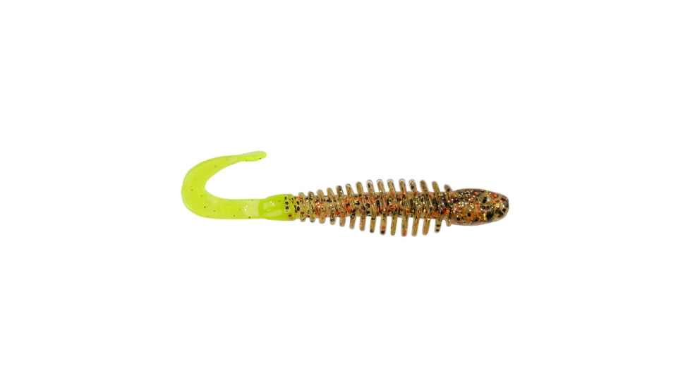 Berkley PowerBait Curly Bones Soft Bait, 4in, 8 Pack, Gold Cracker/Chartreuse, 1571463