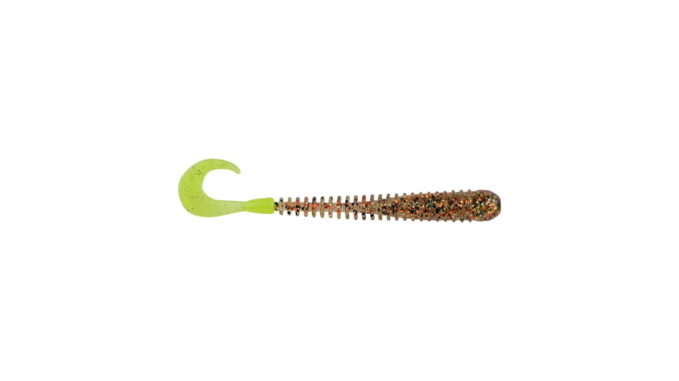 Berkley PowerBait Rib Worm Soft Bait Lures, 4in, 10 Pack, Gold Cracker/Chartreuse, 1593183