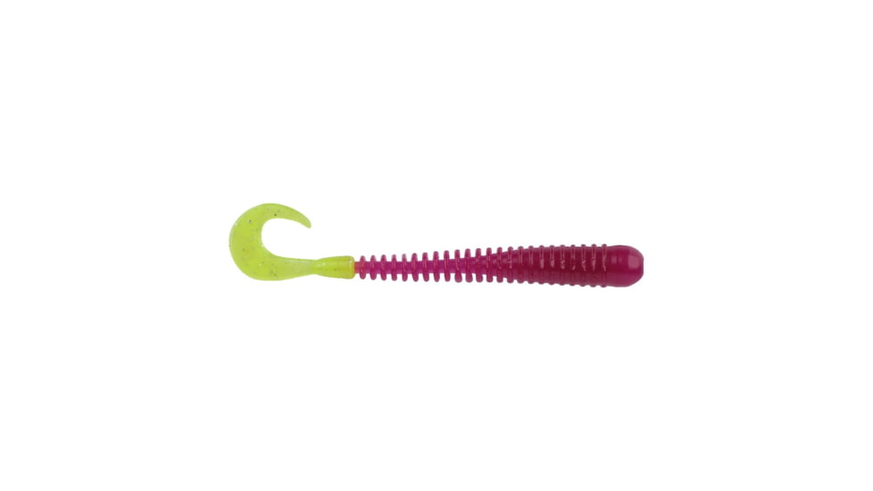 Berkley PowerBait Rib Worm Soft Bait Lures, 4in, 10 Pack, Purple/Chartreuse, 1593188