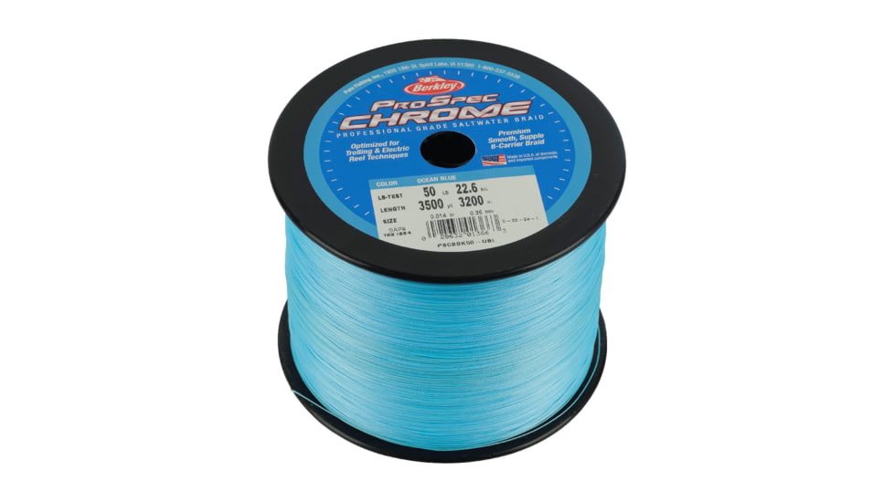 Berkley ProSpec Chrome Premium Braid Line, 20lb 3500yd, Ocean Blue, 0.010 in/0.25 mm, 1621882