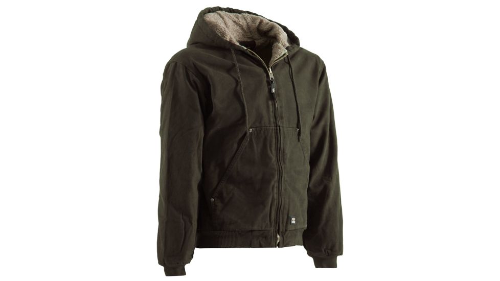 Berne High Country Hooded Jacket - Sherpa Lined - Mens, Olive Duck, Large HW430ODT440