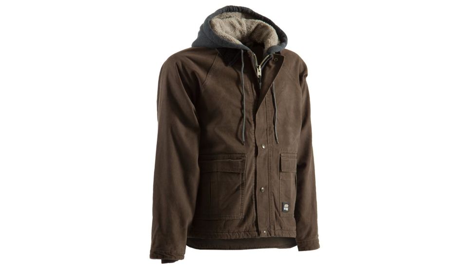 Berne Washed Sherpa Lined Coat - Mens, Bark, Extra Large HJ601BBR480