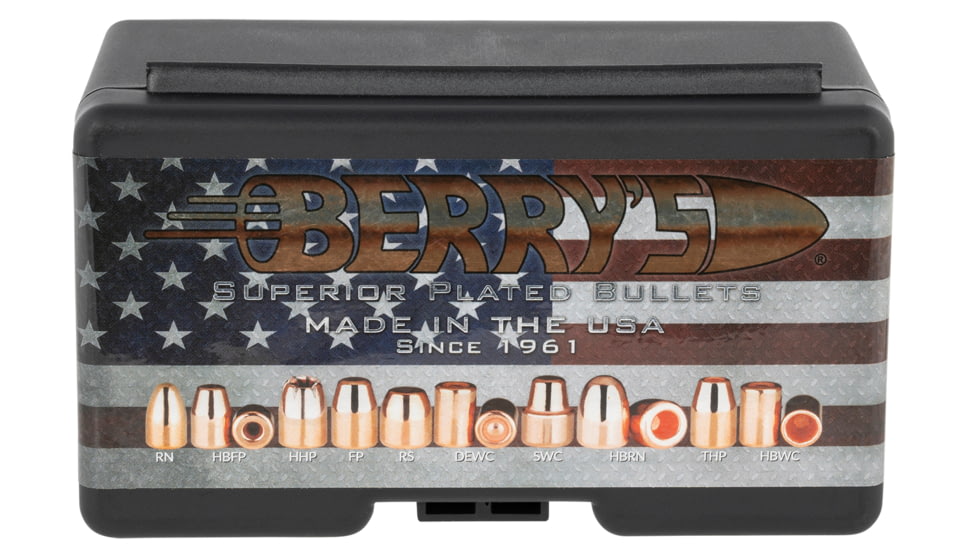 Berry's Manufacturing Berrys Superior Plated Pistol Bullets, .44 Magnum/.44 Special Caliber, 220 Grain, Flat Nose, 250 Bullets, 20588