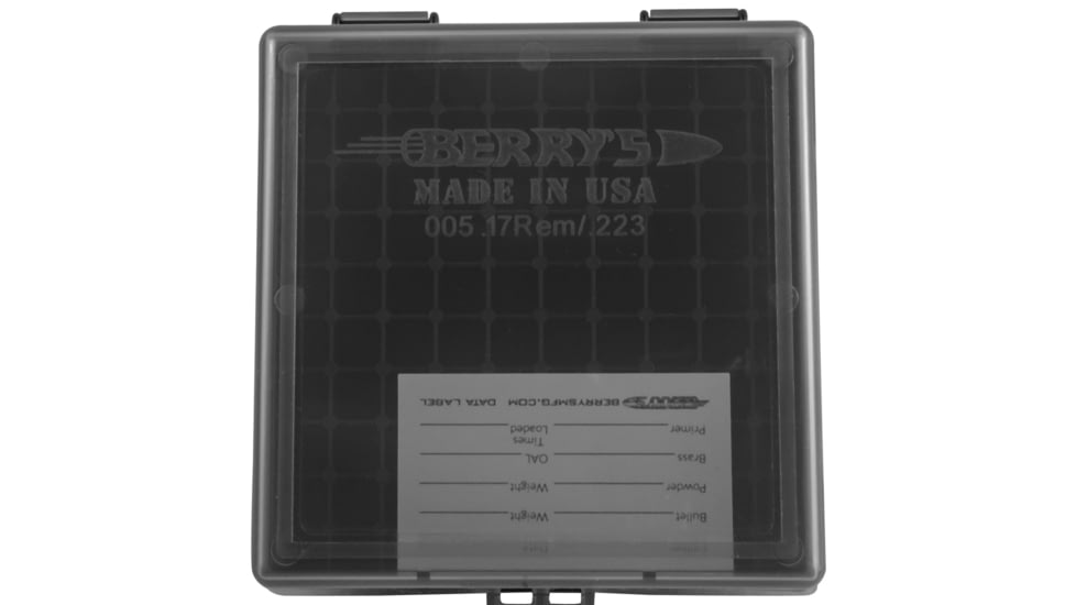 Berrys 11664 005 Ammo Box 223 Rem,5.56x45mm NATO 100rd Smoke Lid W/Black Bottom