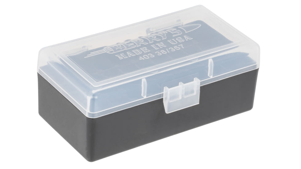 Berrys 61687 403 Ammo Box 38 Special,357 Mag 50rd Clear Lid W/Black Bottom