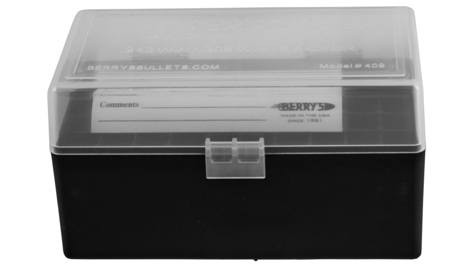 Berrys 79314 409 Ammo Box 308 Win,243 Win 50rd Clear Lid W/Black Bottom